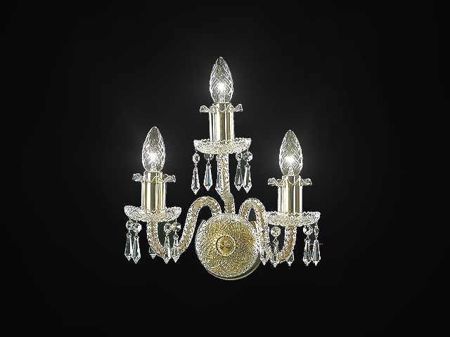 チェコ製クリスタルブラケット3灯