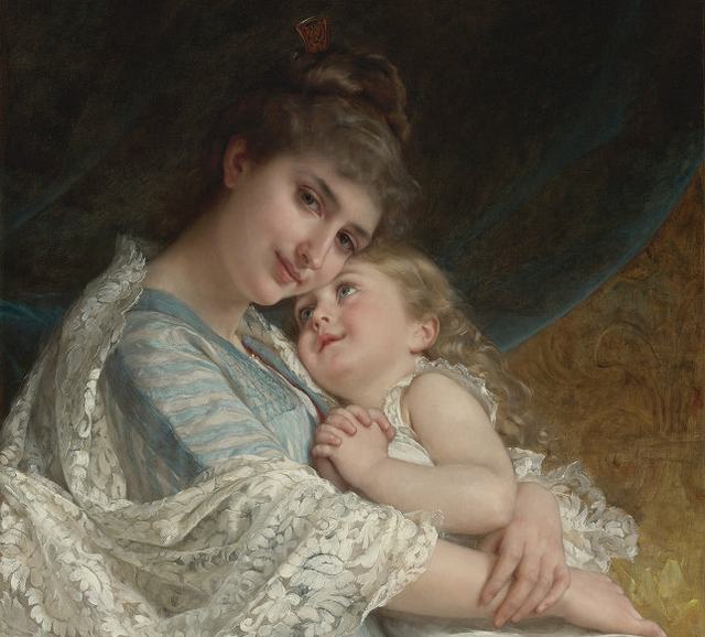 fu-collection】 ヨーロッパ名画 貴婦人と子供 0442L 78×98 大型