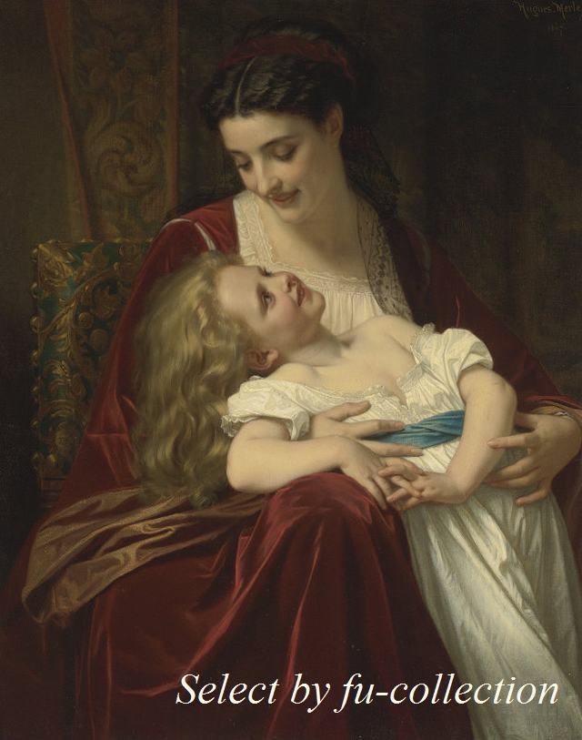 fu-collection】 ヨーロッパ名画 貴婦人と子供 0616L 78×98 大型