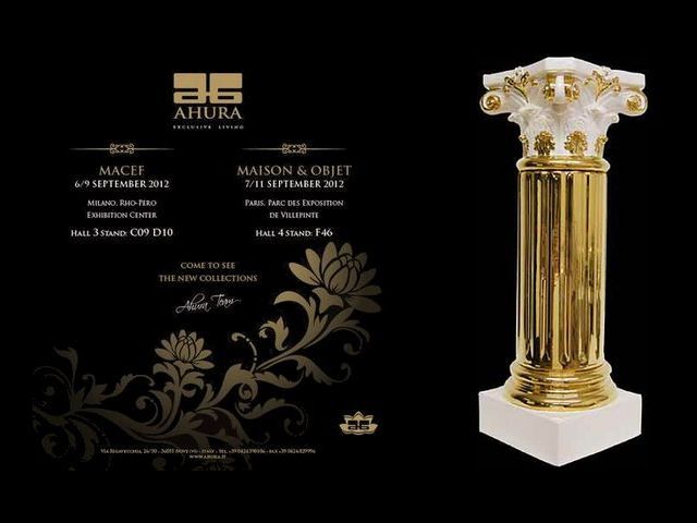 イタリア製　高級セラミック　コラム　ホワイト・ゴールド