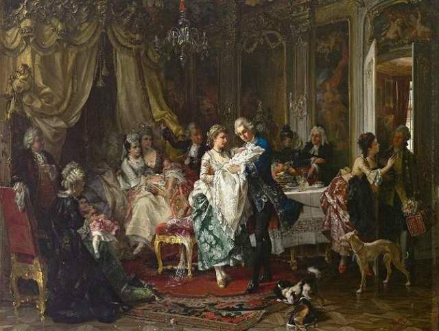 ロココ調 イタリアフレーム 貴族の額絵2種 キャンバス印刷 ホワイト